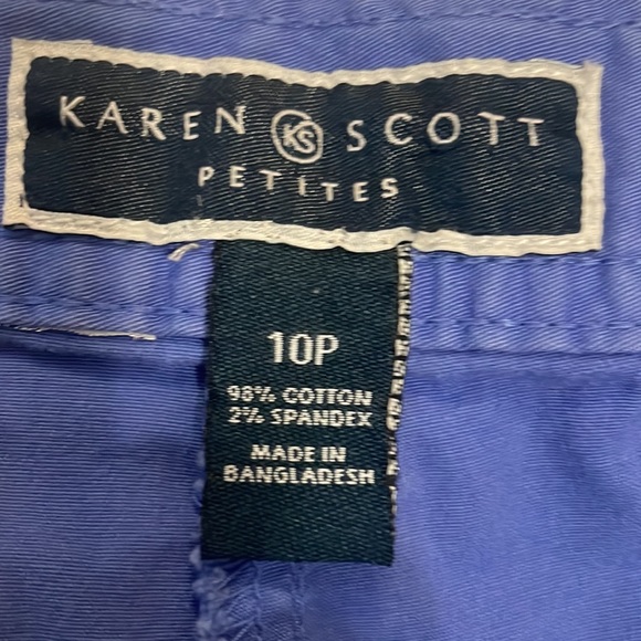 Karen Scott Bermuda shorts light blue pockets back elastic waist cotton size 10P - Picture 11 of 11